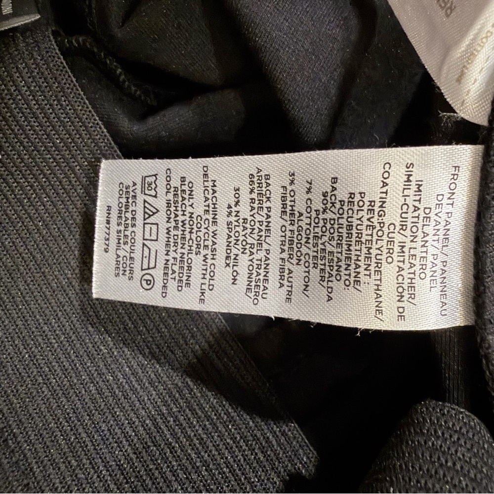 Ann Taylor LOFT Black Faux Leather Mixed Media Pants Leggings L Mobwife Glam - Picture 11 of 11
